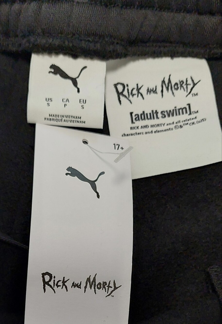 Black Leggings with Gray Tribal Flame Graphic. Puma , Rick And Morty (Adult Swim - Picture 6 of 9